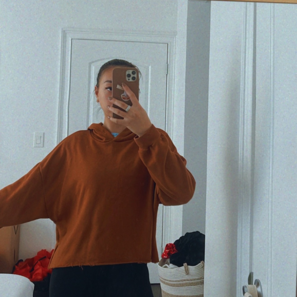 Miss Lola Brown Cropped Hoodie